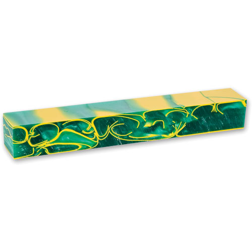 Green with Yellow Acrylic Pen Blank