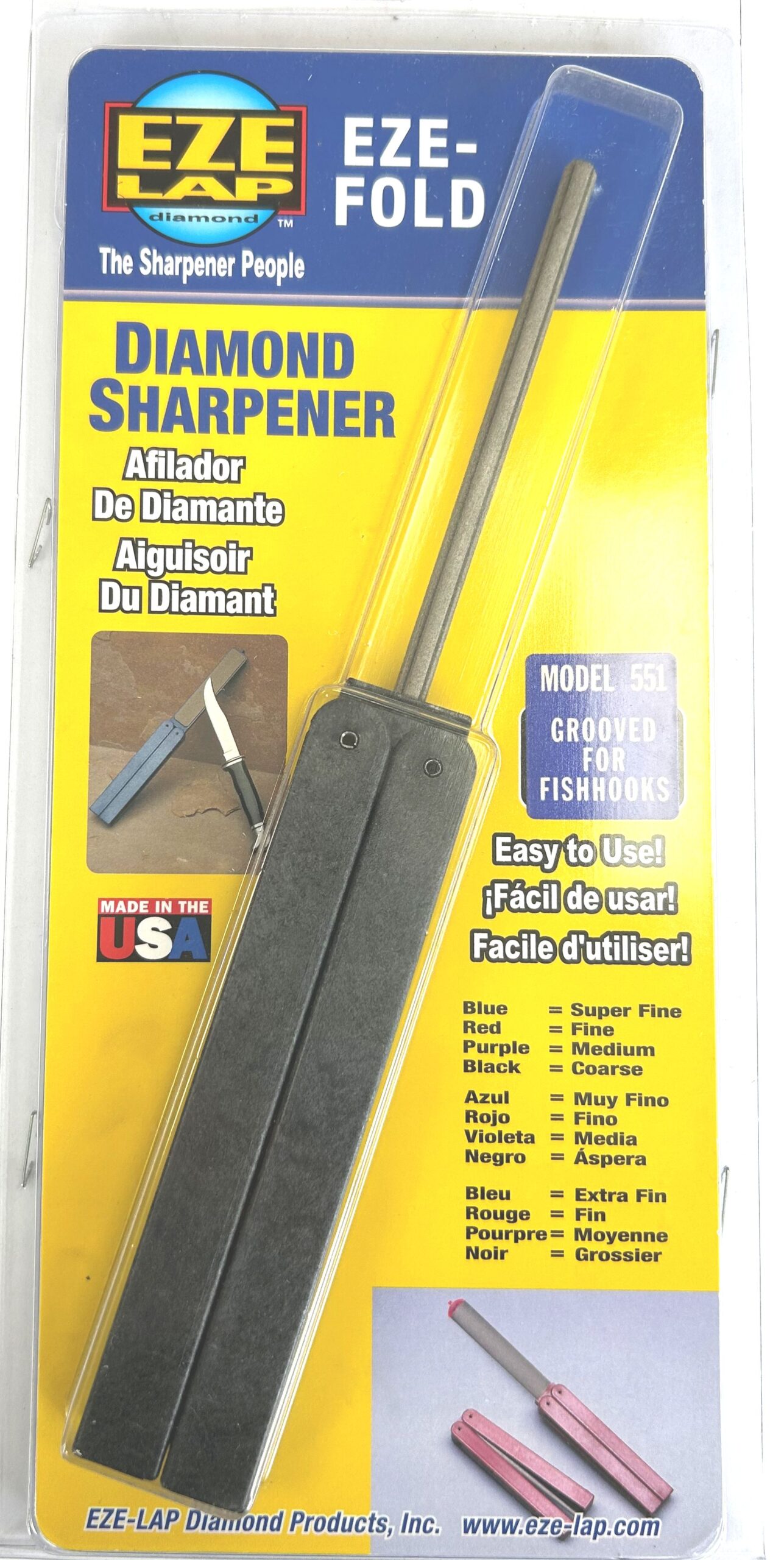 Eze-lap Round Shaft Folding Sharpener with Grooves for Small & Large Fishooks - Image 2