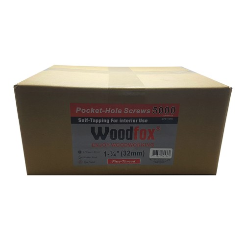 WoodFox 1-1/4 inch (32mm) Coarse Thread Pocket Hole Screws (Case 5000)