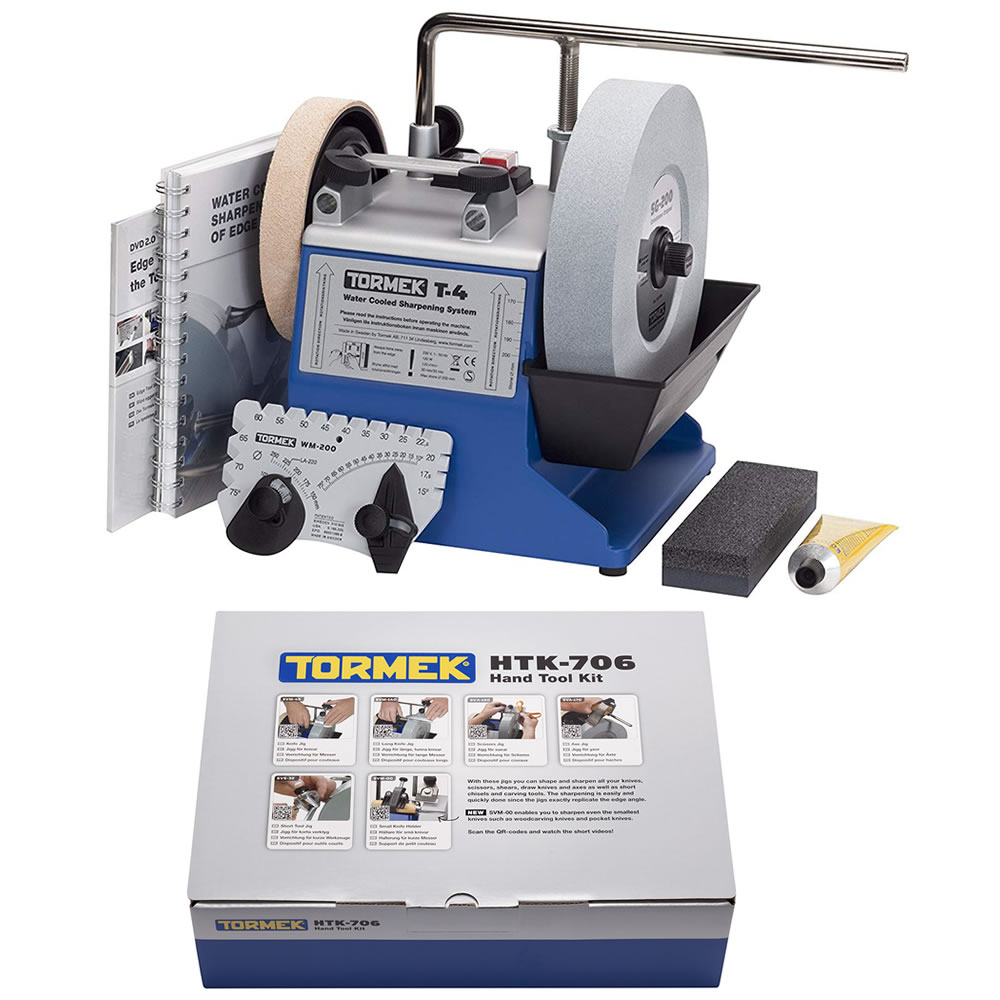 Tormek T4 Water Cooled Sharpening System with HTK706 Hand Tool Kit