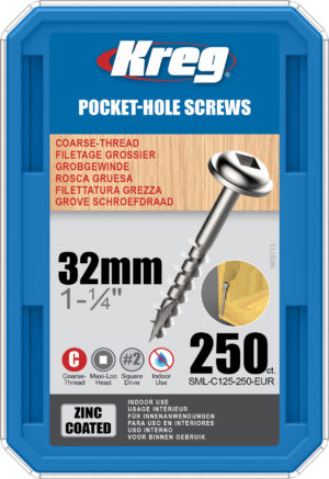 Kreg Pocket-Hole Screws  32mm, #8 Coarse, Washer-Head, 250ct
