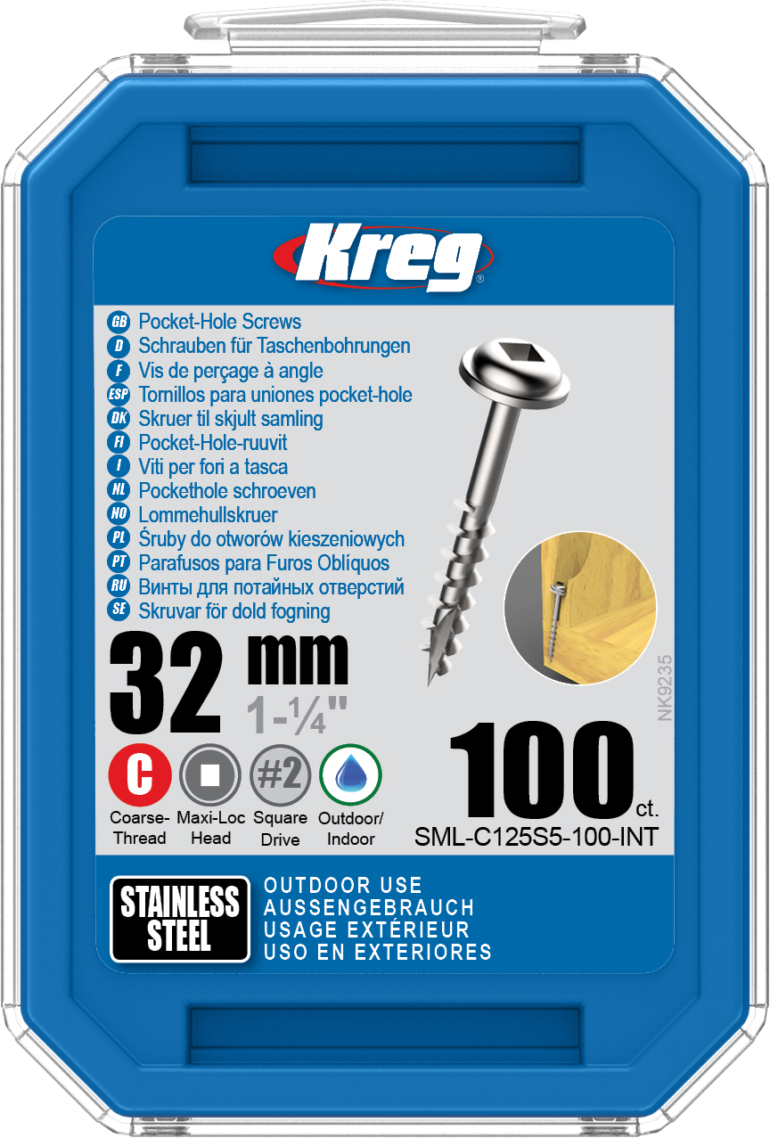 Kreg Stainless Steel Pocket-Hole Screws 50.8 x 76.2 x 127 cm