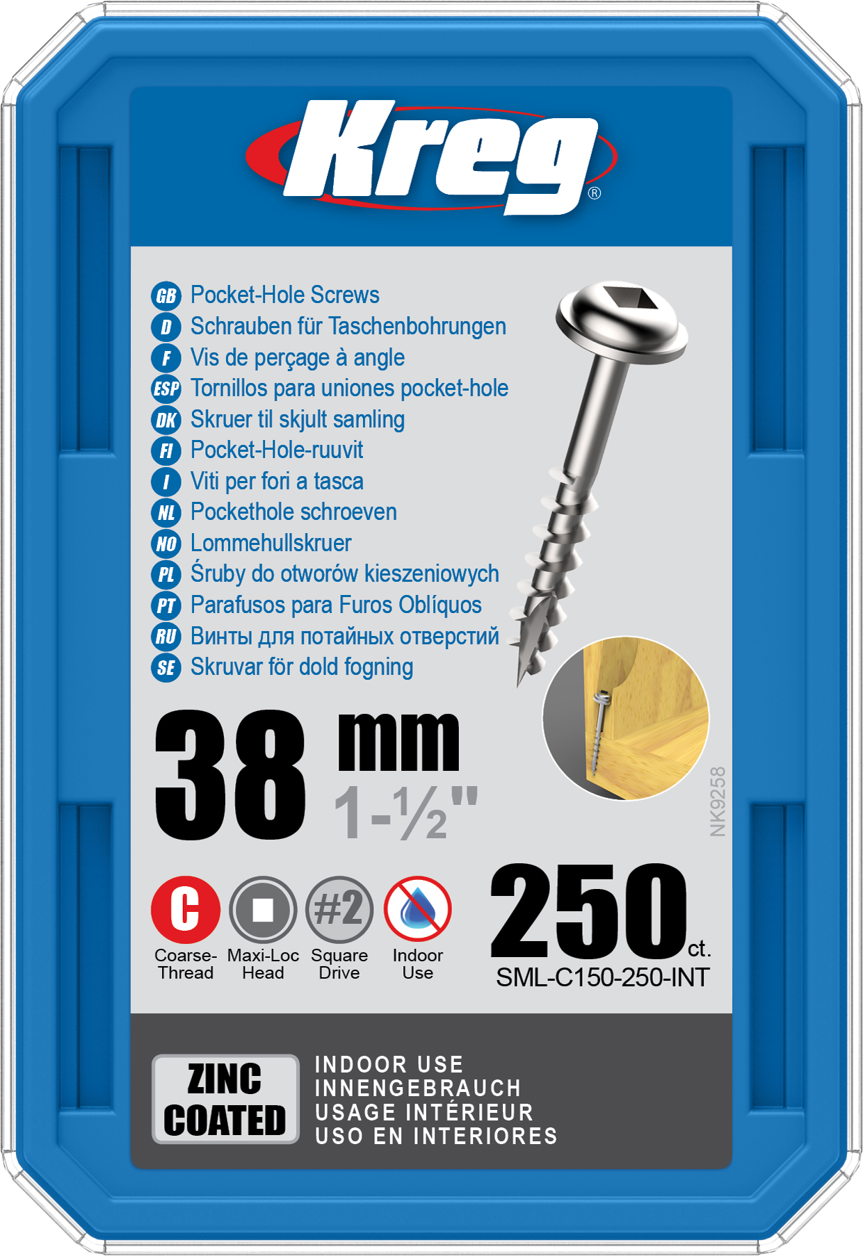 Kreg Zinc Pocket-Hole Screws  162.56 x 104.14 x 48.26 cm