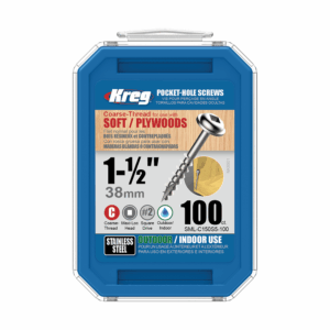 Kreg 38mm Stainless Steel Pocket-Hole Screws Coarse 100pk