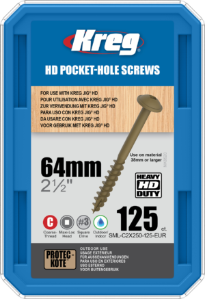 Kreg HD Pocket-Hole Screws  64mm, #14 Coarse, Washer-Head, 125ct