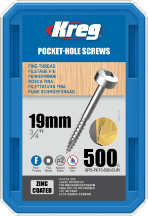 Kreg Pocket-Hole Screws  19mm #6 Fine, Pan-Head, 500ct